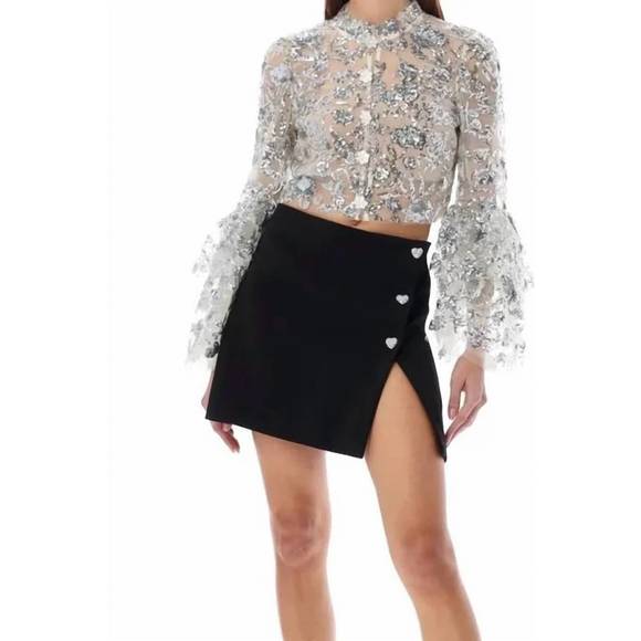 NEW SELF-PORTRAIT black wrap mini skirt in black - Picture 2 of 3